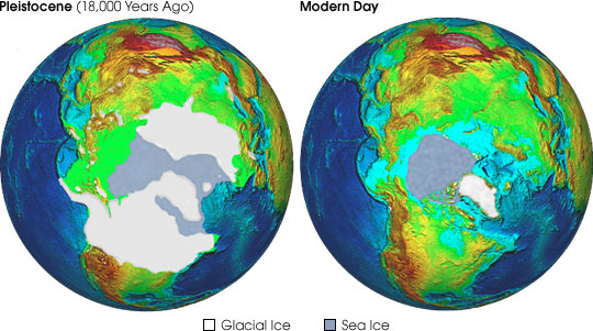 comparison of pleistocene and modern ice cover
