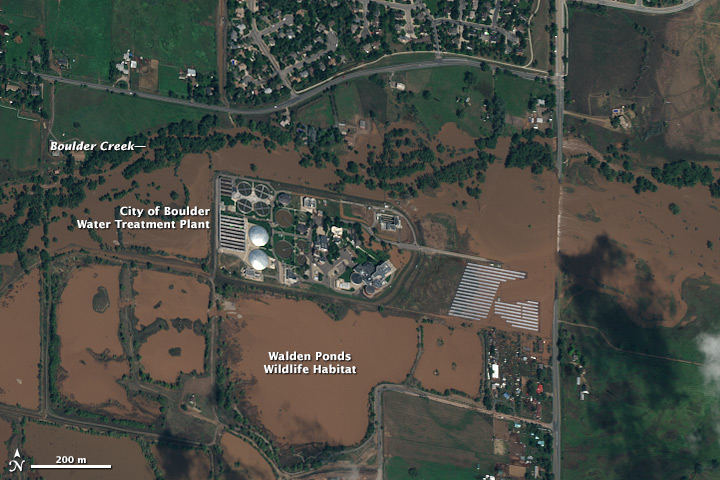 High-resolution satellite view of the Boulder water treatment plant.