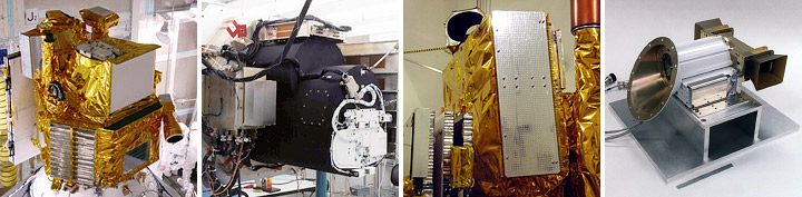 Photographs of the EO-1 satellite, ALI, Hyperion, and pulsed plasma thruster.