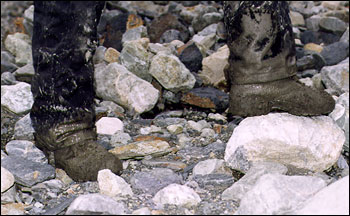 Photograph of cobbles and unstable footing