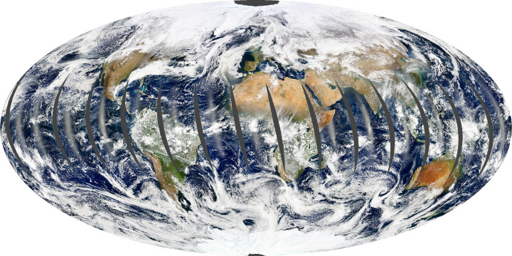 The Aqua satellite's global observations.