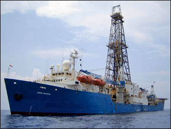 Photograph of the ocean drilling ship JOIDES Resolution