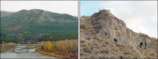 Photgraphs of fossil shorelines and ancient lake sediments from glacial Lake Missoula