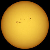 sunspots on full solar disk